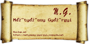 Mátyássy Györgyi névjegykártya